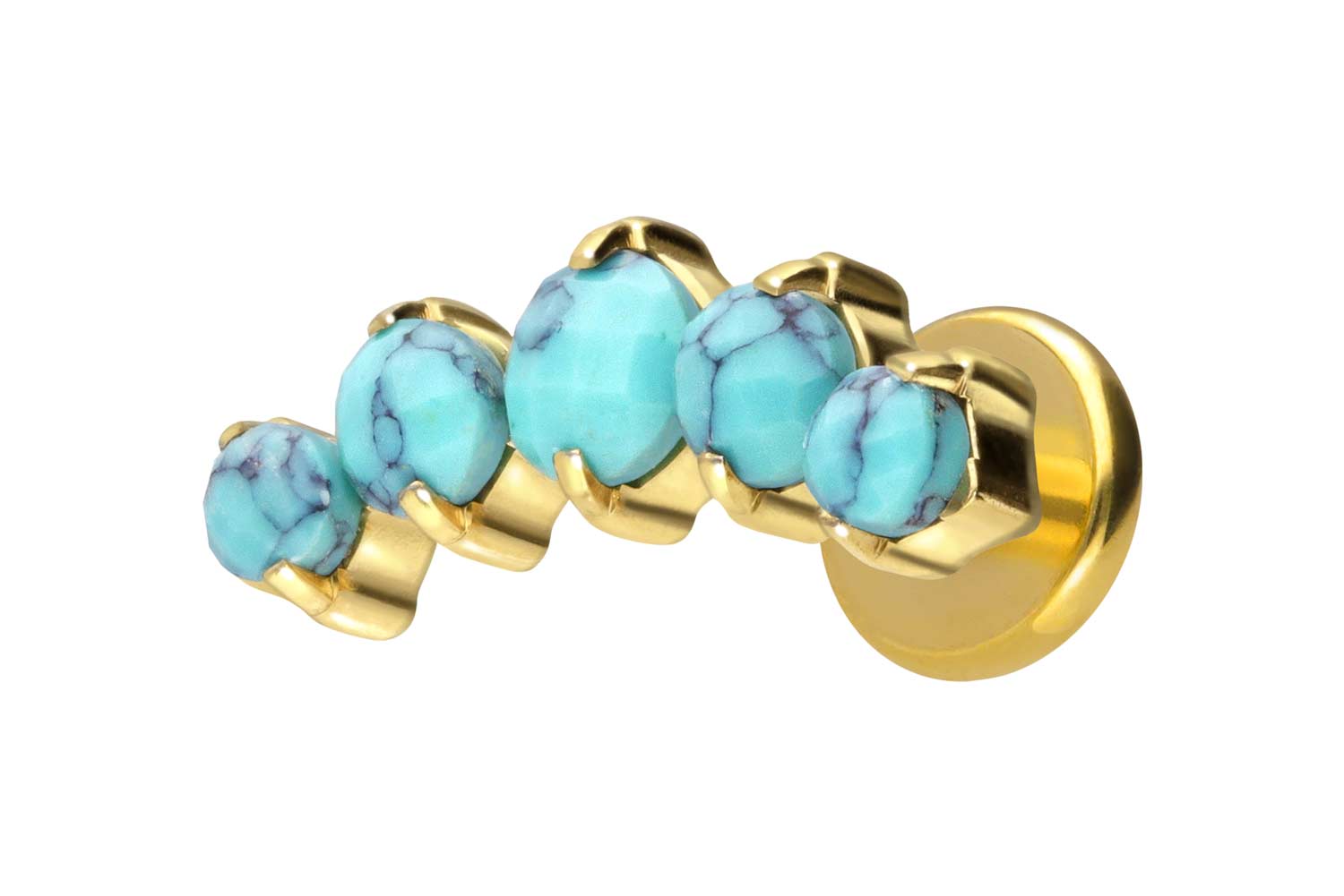 Titan Labret Piercing mit Innengewinde 5 SYNTHETISCHE TÜRKISE